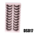 10 pairs set of DSD17 thick and curly black false eyelashes on a pink tray - DSD17 (Pink)