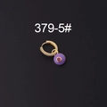 Gold earring with purple enamel eye charm and white zircon inlay for women - 379-5#