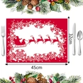 Detalle del mantel individual navideño de 45x32cm con diseño de Papá Noel y renos - Estilo 4