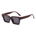 Retro thick square frame sunglasses in burgundy red with dark grey tinted lenses - Bordeaux Frame Grey