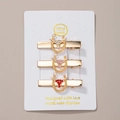 Set of three golden metal hair clips featuring rhinestone cow head and horseshoe designs - Set 4 (Cow Head/Horseshoe/Multicolor)
