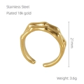 Double-layer bamboo-style 18K gold-plated stainless steel open ring in golden finish - Gold (712)