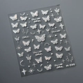 Witte holografische vlinder nagelstickers M-590 met iriserende ster- en maanpatronen - Witte Laser Vlinder Stijl (M-590)