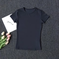 Slim fit moisture-wicking quick-dry yoga t-shirt in dark grey color for women - S / Black