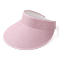 Visière de soleil rose pour femme avec tissu texturé et large bord incurvé élégant - Rose
