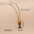 Colorful enamel fish pendant necklace in golden stainless steel with dimensions shown - Colorful Streamlined Fish (7#)