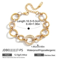 Détail macro du bracelet en acier bicolore avec pavage de zircons brillants et fermoir - Style Maillons Ronds Micro-Pavé (JDB0111117-PS) / Or 18 carats