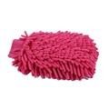Pink chenille microfiber car wash glove with elastic cuff for professional cleaning - 80g / Double Sided Chenille Rose Red