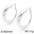 Boucles d'oreilles créoles en acier inoxydable argenté poli de 35x7mm style rétro - Style Créole (KE114946-KFC)