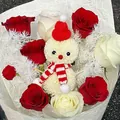Christmas DIY kit with red knit mini hats, striped scarves and snowman accessories - Christmas Snowman Set (5 Pairs/No Flowers)
