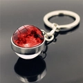 Solar system planet keychain with double-sided red glass ball and silver metal ring - Red Planet