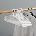 Adjustable white plastic children's hangers with non-slip curved shoulder design for kids - Adult Style-White