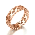 Rose gold hollow heart-shaped stainless steel ring with elegant wavy band design - US 7 / Rose Gold - Double Row Heart
