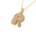 Hip hop gold plated letter R pendant necklace with iced out cubic zirconia stones - Gold R