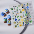 5D Brasilien-Thema geprägte Nagelsticker mit tropischen Papageien- und Palmen-Designs - Brasilien Stil (FEB-687)