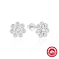 Polished S925 sterling silver flower stud earrings with sparkling cubic zirconia stones - 925 Sterling Silver/Zirconia / Daisy/Silver