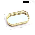 Golden Nordic luxury mirrored jewelry tray with ornate hollow carved metal frame 20x13cm - Small Tray - Rectangle