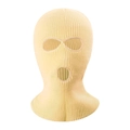 Beige three-hole knitted balaclava face mask for winter outdoor skiing and cycling - 3-Hole Design / Yellow