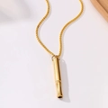 Collier respirateur doré avec pendentif sifflet en bambou et chaîne à mailles box - Style Perle / Doré