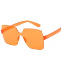 Frameless oversized square sunglasses in translucent jelly orange with flat top lenses - Orange Red