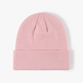Pink double-layer knitted beanie for men and women with a clean cuff design - Light Skin Pink