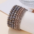 7-piece bohemian stackable beaded bracelet set with faceted grey and champagne crystals - Grey Champagne Series (OA0055-1)