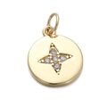 Detail of gold-plated star pendant with inlaid clear zircon for DIY jewelry making - CX138-4 Round 4-Point Star Zirconia Pendant