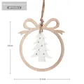 Rustic wooden Christmas ornament featuring a white cutout tree inside a natural wood ring - Natural and White Christmas Tree