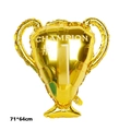 Golden champion trophy foil balloon with #1 text for sports party decoration, 71x64cm - Medium Trophy