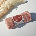 Dusty rose pleated wrinkle cotton scarf rolled with floral handmade paper packaging - Style #86