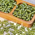 Bamboo shaped dark green glass beads with gold brushed silk patterns for DIY jewelry - Olive Green (Brushed Jade 6x12mm)