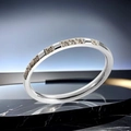 Sparkling silver stainless steel star ring with micro-paved diamonds on black marble - 17-b-2 Steel Color / Size 5
