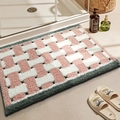 Pluche badmat van chenille in roze en grijsgroen, absorberend en antislip - 40*60cm / Roze Weefsel