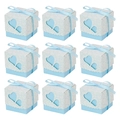 Set di 9 scatole regalo azzurre quadrate con intaglio a doppio cuore e fiocco - Celeste