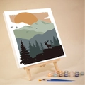 DIY digital oil painting kit featuring a landscape deer pattern and acrylic paints - 20x20cm Framed Kit / HD29 Landscape and Deer