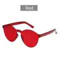 Frameless one-piece red jelly sunglasses with a stylish candy-colored transparent finish - Red