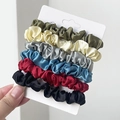 Set di 6 eleganti elastici in raso francese in vari colori su supporto carta - Combinazione di Toni Freddi Vintage (2)