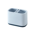 Dual-tone blue pencil holder with vertical texture and multi-slot top organizer - Light Blue