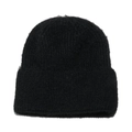 Detalle de gorro negro de pelo sintético con textura suave y diseño de punto grueso - M (56-58cm) / Negro