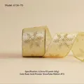 Champagne gold Christmas ribbon with glitter snowflake patterns for gift wrapping - Gold Base Gold Glitter Snowflake / 6.3cm x 10 Yards / Off White