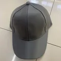 Dark grey PU leather baseball cap featuring six-panel construction and minimalist design - Adjustable / Gray