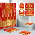 Weihnachtliches Badezimmer-Set mit rotem Duschvorhang und festlichen Schneeflocken - Rot-Orange Farbverlauf Schneeflocke-90*180CM Einzelner Duschvorhang