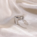 Minimalist silver T-shape open ring for women with modern stainless steel design - Letter T / Silver