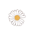 Daisy flower enamel pin with white petals and yellow core in silver finish - White Yellow Daisy (C1709-2)