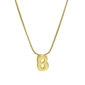 Polished gold stainless steel letter B pendant necklace with sleek snake chain design - Necklace - Letter B