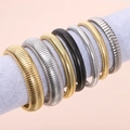 Elastic Tubogas bracelets and rings in gold, silver, and gunmetal finishes - Single Ring Elastic Bracelet (8mm Width) / Steel