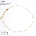 Detail of 18k gold plated stainless steel necklace with small heart bead charm - Gold Heart Beaded Style (S-N594)
