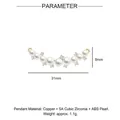 Detail view of curve jewelry pendant with ABS pearls and 5A cubic zirconia stones - Ye015-2
