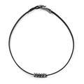 Collar punk gótico con cordón de cuero negro y colgantes de hueso de dragón plateado - Collar de Cordón de Cuero Spine Bone