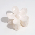 Elegant cream white flower hair claw clip with pearlescent finish for women - Beige Flower